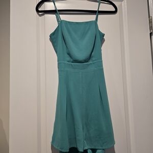 Elegant Teal Spaghetti Strap Dress